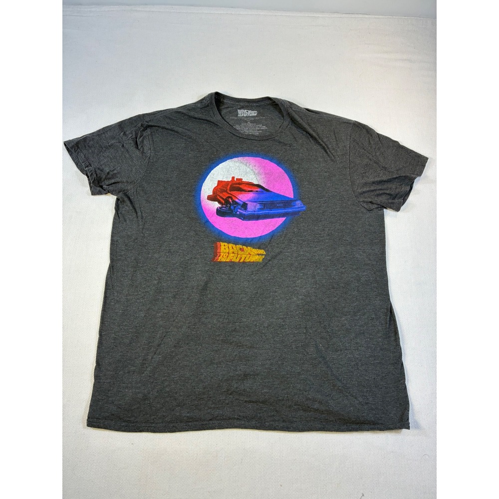 Back to the Future DeLorean Graphic T-Shirt Mens XL Charcoal Heather‎ Retro 80s